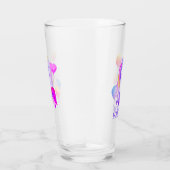 Leuke Roze Waterverf Eenhoorn Meisjes Monogram Naa Glas (Rechts)