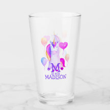 Leuke Roze Waterverf Eenhoorn Meisjes Monogram Naa