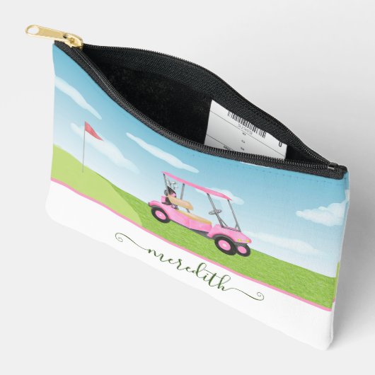 Leuke roze Waterverf golfkar Gepersonaliseerde naa Etui (Open)