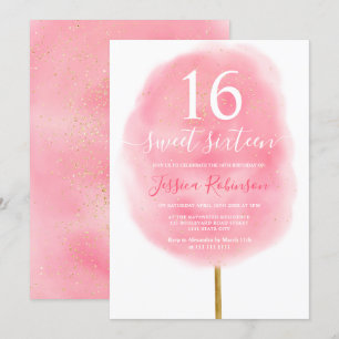 Leuke roze waterverf katoenen snoep glitter sweet kaart