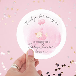 Leuke roze waterverf kitten voor baby meisje Showe Ronde Sticker