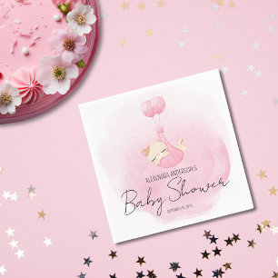 Leuke roze waterverf kitten voor baby meisje Showe Servet
