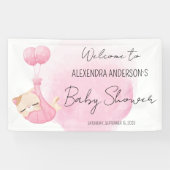 Leuke roze waterverf kitten voor baby meisje Showe Spandoek (Horizontaal)