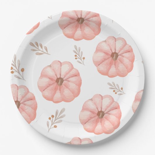 Leuke roze Waterverf pompoenbloem Papieren Bordje (Voorkant)