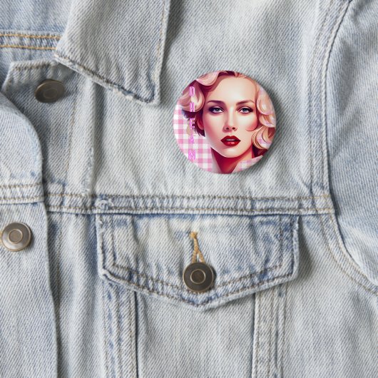 Leuke roze weerhaakjes droom ronde button 5,7 cm (In situ)