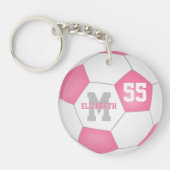 Leuke roze wit grijs voetbaltas label sleutelhanger (Voorkant)