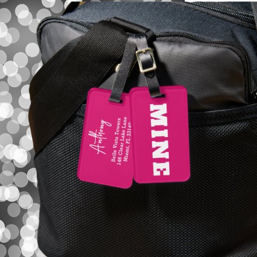 Leuke Roze Witte MINE Gepersonaliseerde Bagage Lab Bagagelabel