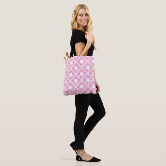 Leuke roze witte sterren elegant design modern  tote bag (Op model)