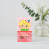 Leuke roze zalm blond cupcake bakker visitekaartje (Staand voorkant)