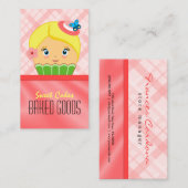 Leuke roze zalm blond cupcake bakker visitekaartje (Voorkant / Achterkant)