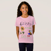 Leuke roze zonnebloem bijen positief t-shirt (Voorkant volledig)