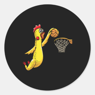 Leuke Rubber Kip Spelen Basketbal Speler Sport Ronde Sticker