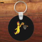Leuke Rubber Kip Spelen Basketbal Speler Sport Sleutelhanger (Voorkant)