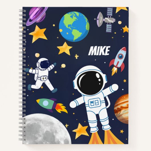 Leuke ruimte astronaut planeet, Cute Kid schetsboe Notitieboek (Voorkant)