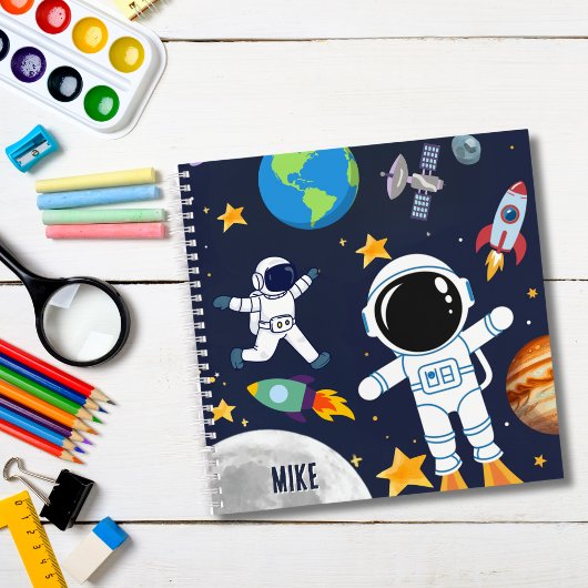 Leuke ruimte astronaut planeet, Cute Kid schetsboe Notitieboek