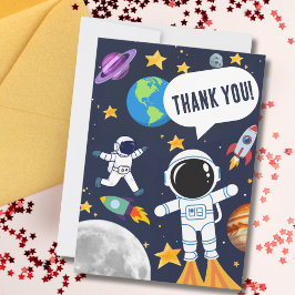 Leuke Ruimtevaarder Planeet Maan Sterren, Schattig Bedankkaart