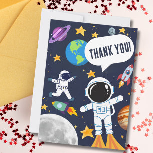 Leuke Ruimtevaarder Planeet Maan Sterren, Schattig Bedankkaart