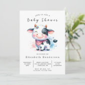 Leuke Rustic Classic Koe Baby shower Kaart (Staand voorkant)