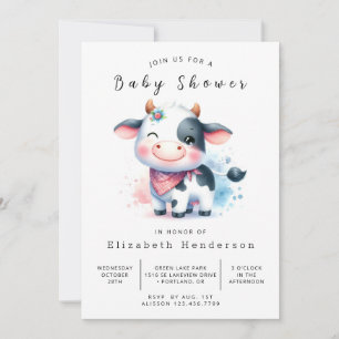 Leuke Rustic Classic Koe Baby shower Kaart
