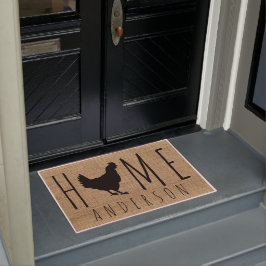 Leuke rustieke Country Faux Burlap Chicken Silhoue Deurmat