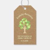 Leuke Rustieke Groene Boom en Burlap Familiereünie Cadeaulabel (Voorkant)