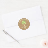 Leuke Rustieke Groene Boom en Burlap Familiereünie Ronde Sticker (Envelop)