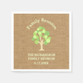 Leuke Rustieke Groene Boom en Burlap Familiereünie Servetten (Voorkant)