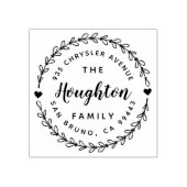 Leuke rustieke krans & hand geletterd script adres rubberstempel (Afrduk)