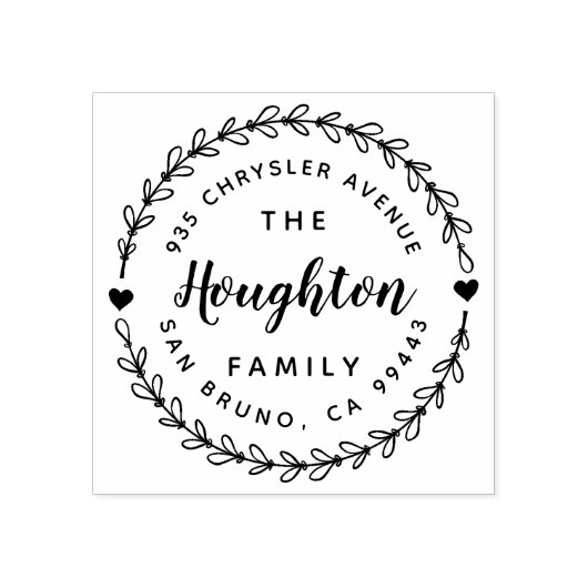 Leuke rustieke krans & hand geletterd script adres rubberstempel (Afrduk)