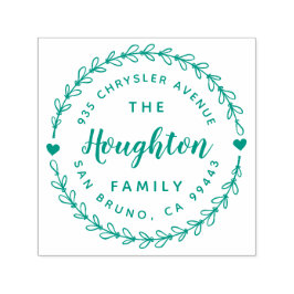 Leuke rustieke krans & hand geletterd script adres  zelfinktende stempel