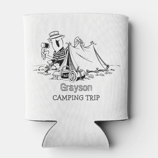 Leuke rustieke tent camper camping reis gepersonal blikjeskoeler (Achterkant)