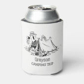 Leuke rustieke tent camper camping reis gepersonal blikjeskoeler (Blikje Achterkant)