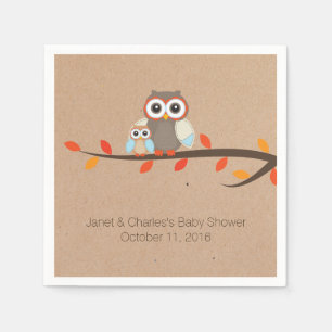 Leuke rustieke uilen Baby shower papieren servette Servet