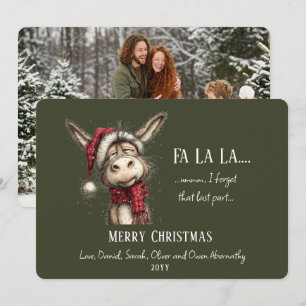 Leuke Rustieke Whimsical Kerst Ezel Familie Foto Feestdagenkaart
