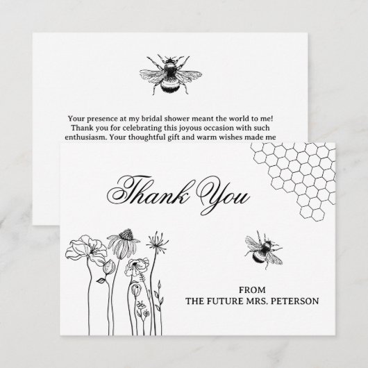 Leuke rustieke Wildflower Bee Vrijgezellenfeest Da Notitiekaartje (Voorkant / Achterkant)