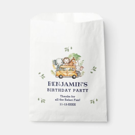 Leuke Safari Animal Oerwoud Verjaardag Dank u Bedankzakje (Voorkant)