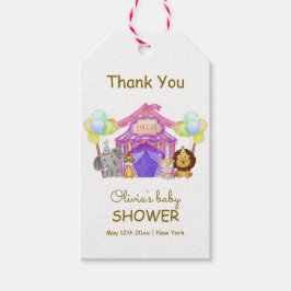 Leuke Safari Circus Carnaval Ballon Baby shower Cadeaulabel