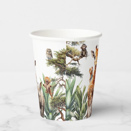 Leuke Safari Dieren Baby shower Papieren bekers (Rechts)