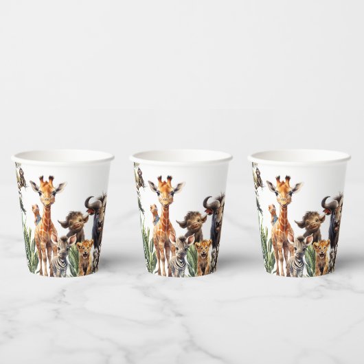 Leuke Safari Dieren Baby shower Papieren bekers (Multi)