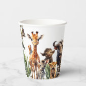 Leuke Safari Dieren Baby shower Papieren bekers (Voorkant)