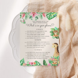 Leuke Safari Dieren Baby shower Telefoon Spel Kaar Kaart