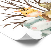 Leuke Safari Dieren Baby shower Vingerafdruk Teken Poster (Hoek)
