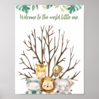 Leuke Safari Dieren Baby shower Vingerafdruk Teken