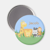Leuke Safari Dieren Kinder gepersonaliseerde magne Magneet (Voorkant / Achterkant)