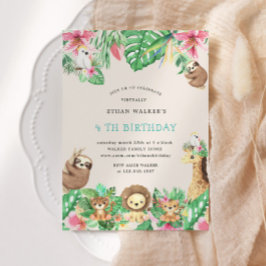 Leuke Safari Dieren Virtual Birthday Party Kaart