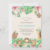Leuke Safari Dieren Virtual Birthday Party Kaart (Voorkant)