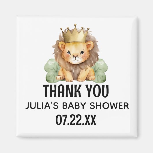 Leuke Safari King Lion Baby shower Dank u Magneet (Voorkant)