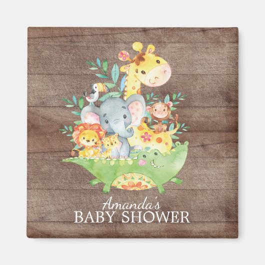 Leuke Safari Oerwoud Baby shower Favor Magnet (Voorkant)