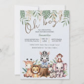 Leuke Safari Oerwoud Oh Boy Baby shower Kaart (Voorkant)