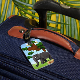 Leuke Safari Olifant Pixel Art Bagagelabel